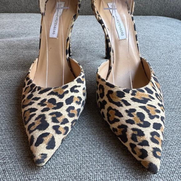 Diane Von Furstenberg Animal Print Ankle Strap Pumps Heels Leather Womens Sz 7.5 - Picture 14 of 14